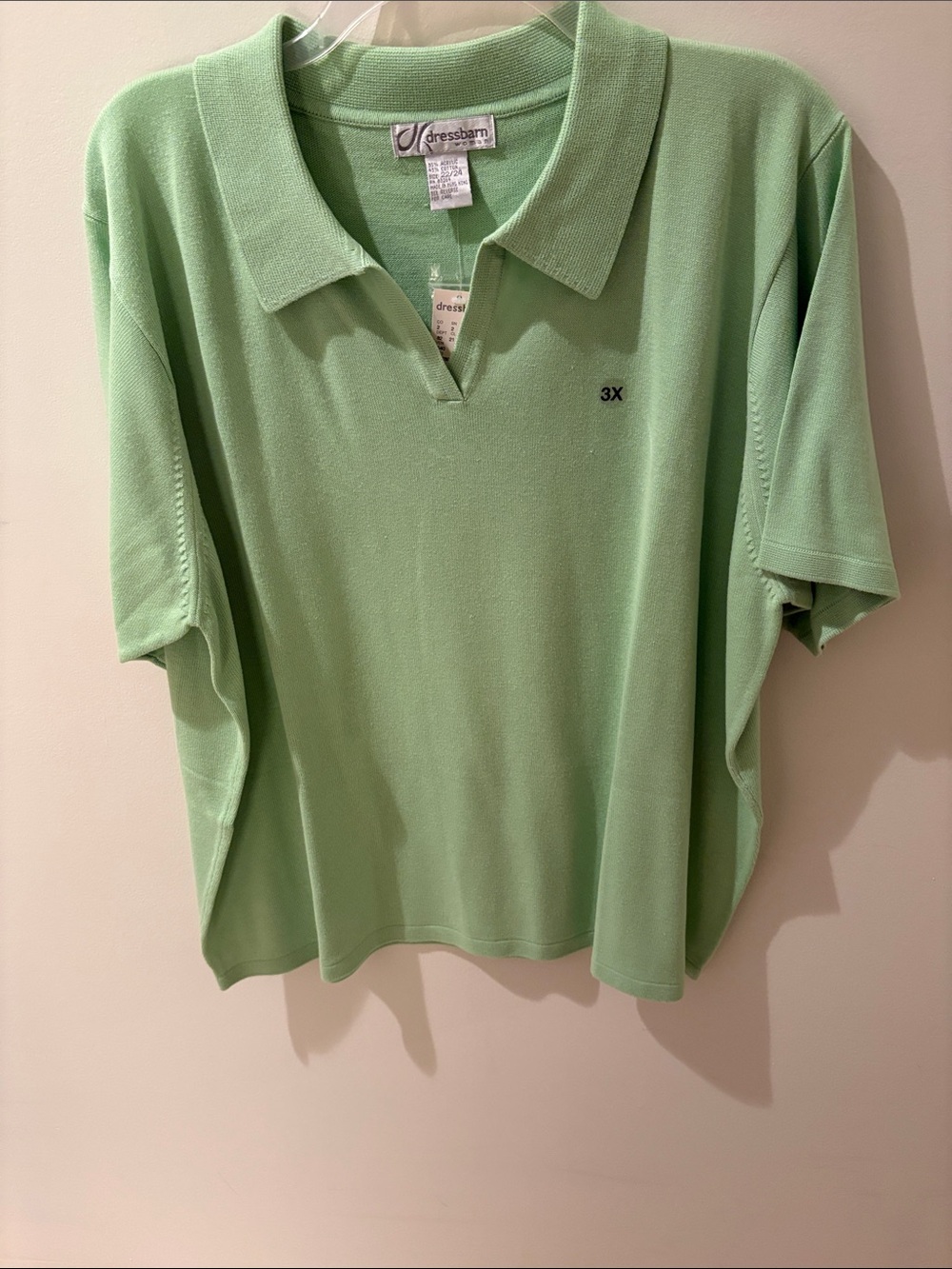 dressbarn Light Green Short Sleeve Polo Top